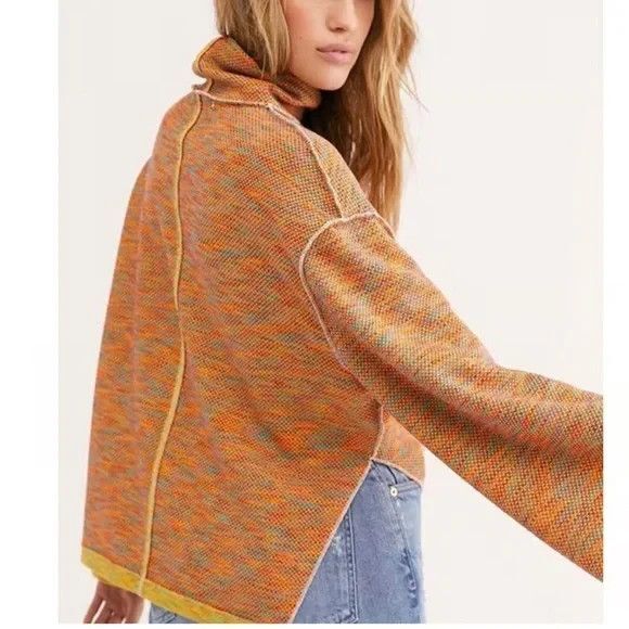 We The Free Sunny Days Oversized Turtleneck Sweater L Boho Artsy Vintage Revival - Picture 2 of 9